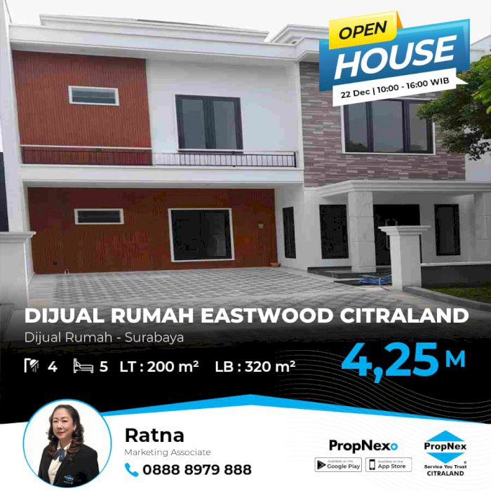 Dijual Rumah Grand Eastwood Citraland, Siap Huni