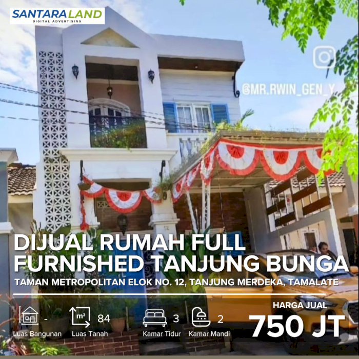Dijual Rumah Full Furnished di Perumahan Elit Tanjung Bunga, Makassar