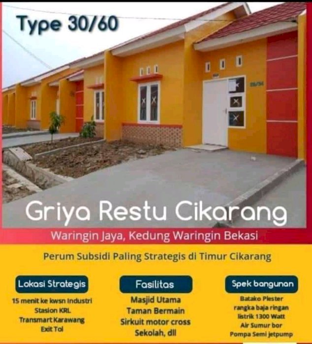 Di jual Rumah Murah Cantik di Perumahan Griya Restu Cikarang