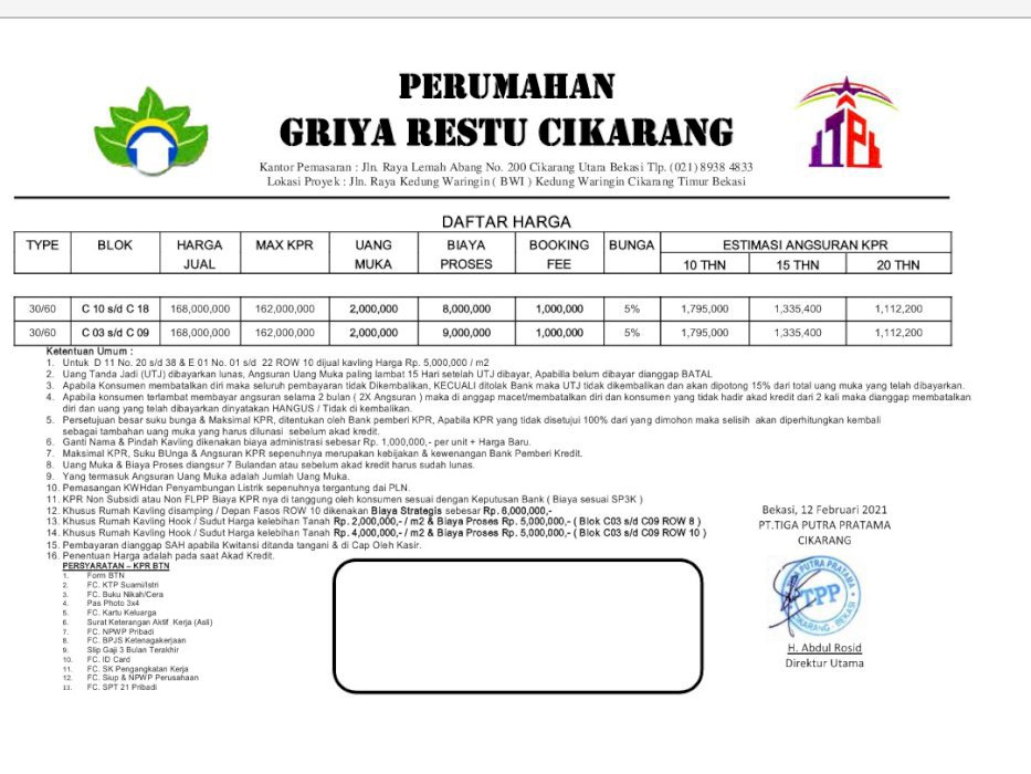 Rumah subsidi di Cikarang Timur Bekasi