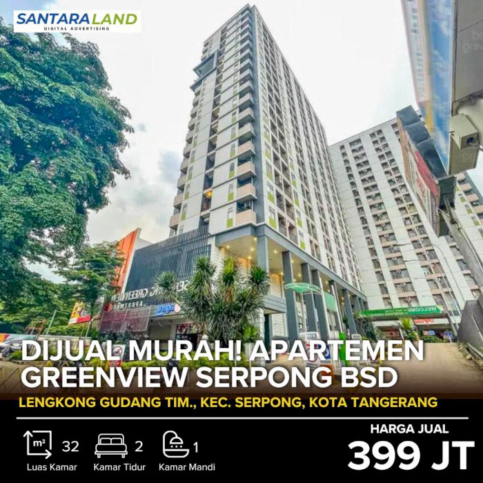 Dijual Murah! Apartemen Greenview Serpong BSD