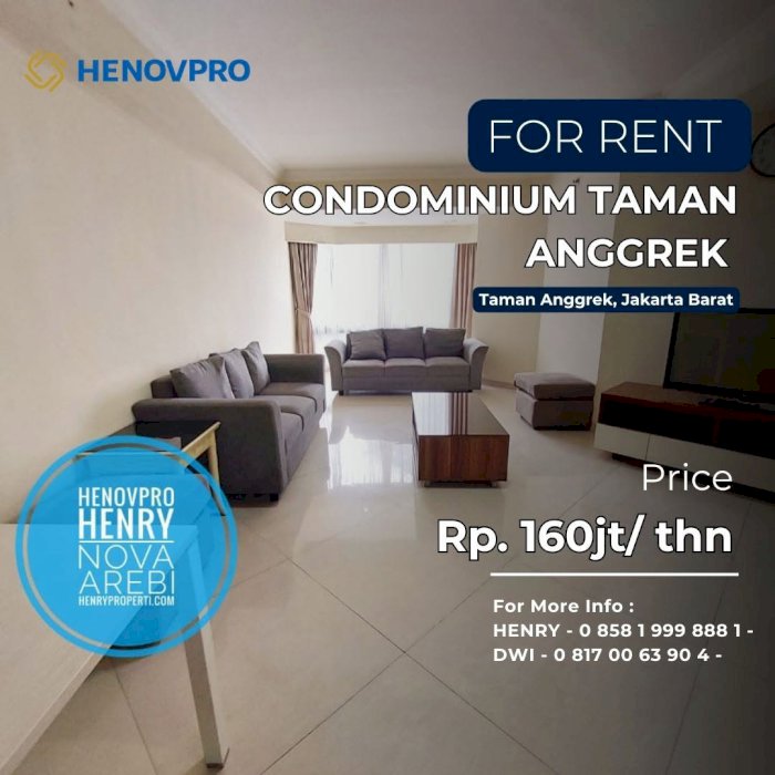 SEWA Apartemen Taman Anggrek Unit 3+1BR Full Furnish