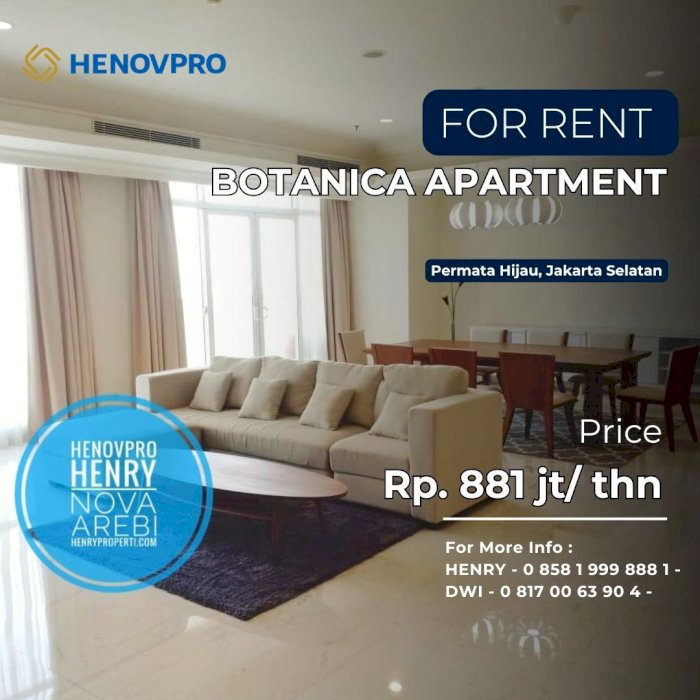 Botanica Apartment 3+1BR + Study Mid Fl Best City View Full Furnish