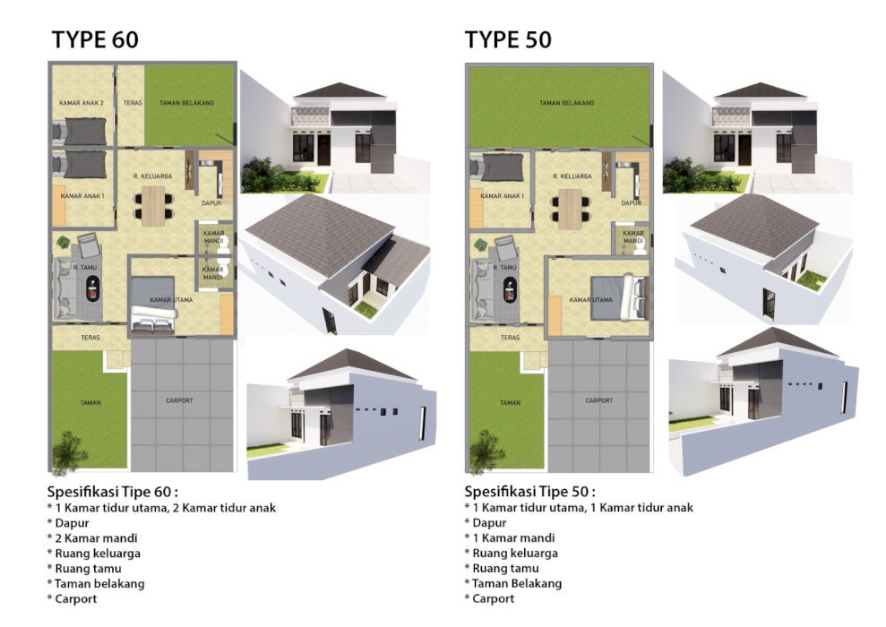 Bangun Rumah Tipe 50 plus tanah 105 m2 cuma 369 Juta-an aja..