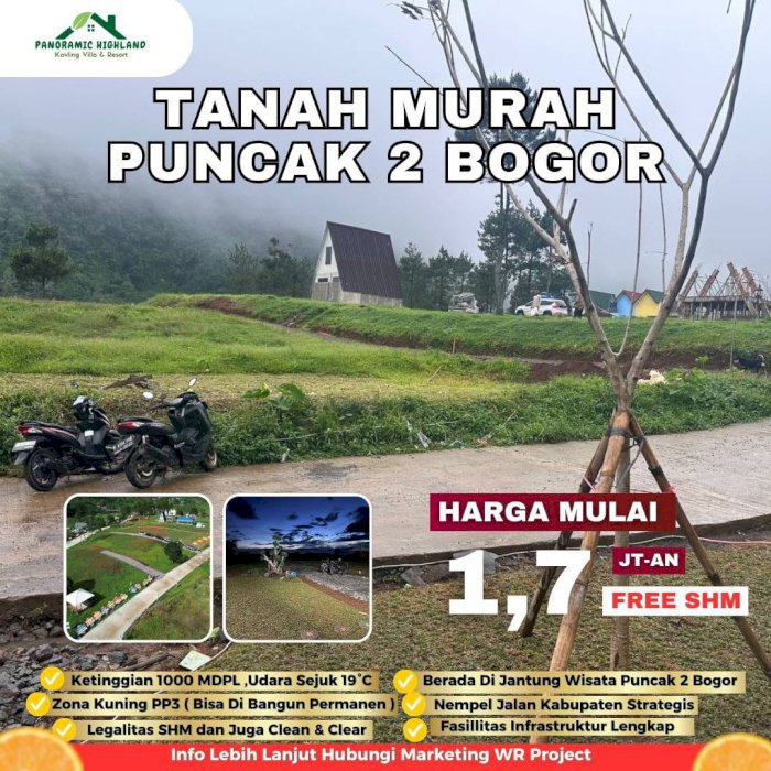 Dijual Tanah Kavling Lokasi Strategis, Terjangkau di Sukamakmur Bogor