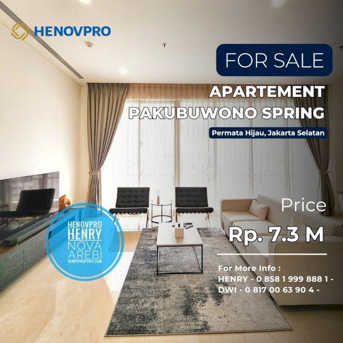  TURUN HARGA APARTEMEN PAKUBUWONO SPRING 2+1BR BEST VIEW