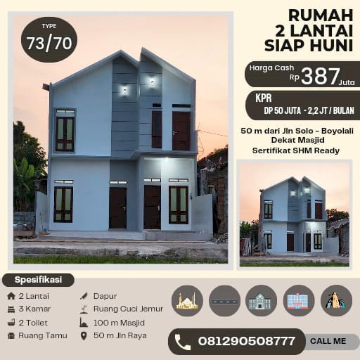 DIJUAL RUMAH MEWAH 2 LANTAI TERAS BOYOLALI