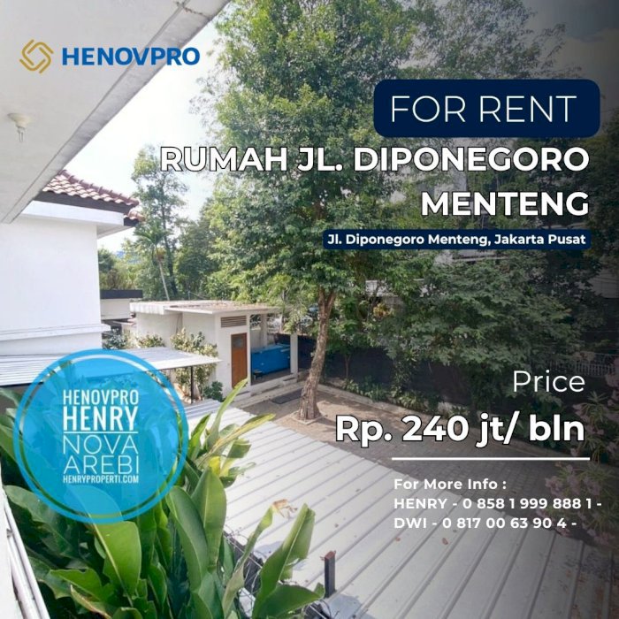Rumah Jl. Diponegoro Menteng Bisa untuk Komersil Kantor Klinik, Resto