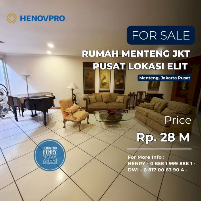 RUMAH Menteng Jakarta Pusat Lokasi Elit Dekat Taman Menteng