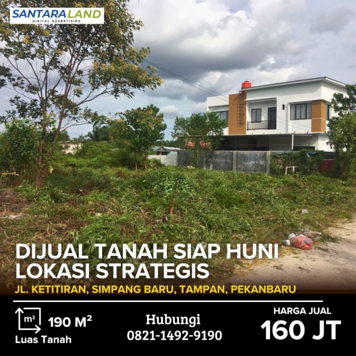 DIJUAL TANAH LOKASI STRATEGIS – PEKANBARU