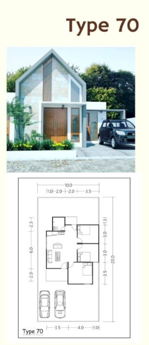 Perumahan type 70 bergaya skandinavia