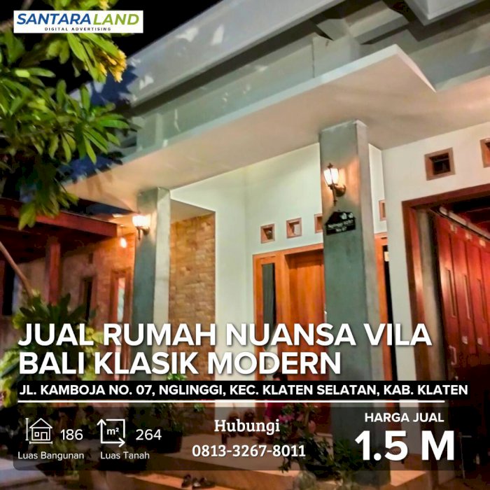 JUAL RUMAH NUANSA VILA BALI KLASIK MODERN