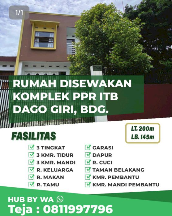 Disewakan rumah lokasi strategis fasilitas menarik tengah kota bandung