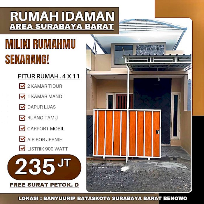 Rumah Siap Huni daerah Batas Kota, Banyu Urip, Kec.Menganti, Gresik