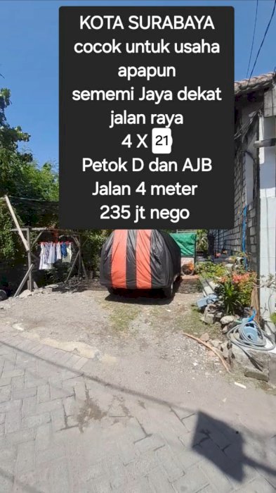 KOTA SURABAYA COCOK UNTUK USAHA APAPUN LOKASI SEMEMI DEKAT JALAN RAYA