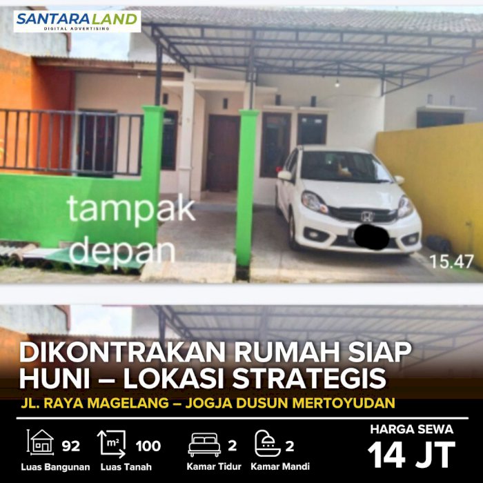 DIKONTRAKAN RUMAH SIAP HUNI – LOKASI STRATEGIS DEKAT ARTOS