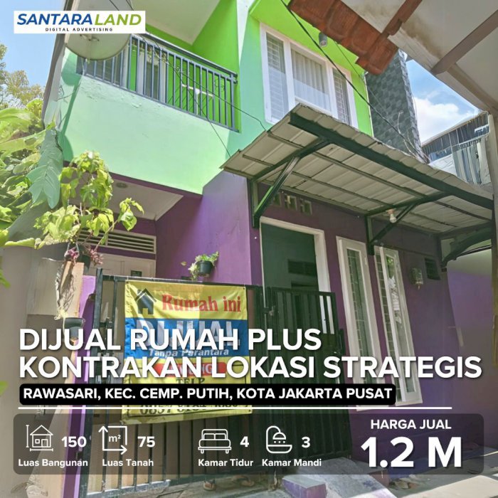 DIJUAL RUMAH PLUS KONTRAKAN – LOKASI STRATEGIS DI RAWASARI TIMUR