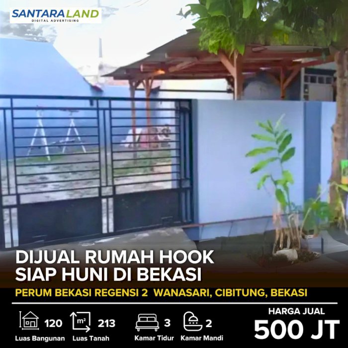DIJUAL RUMAH HOOK SIAP HUNI DI BEKASI