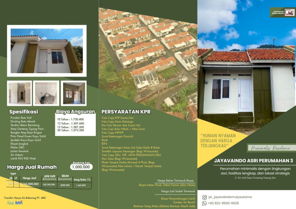 Jual hunian nyaman harga terjangkau di