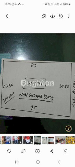 SEBIDANG TANAH DENGAN LUAS 3575m² BERLOKASI DEKAT KAWASAN INDUSTRI