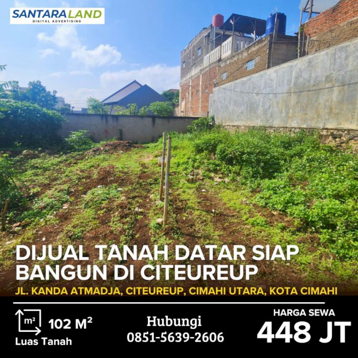 Dijual Tanah Datar Siap Bangun di Citeureup, Cimahi Utara