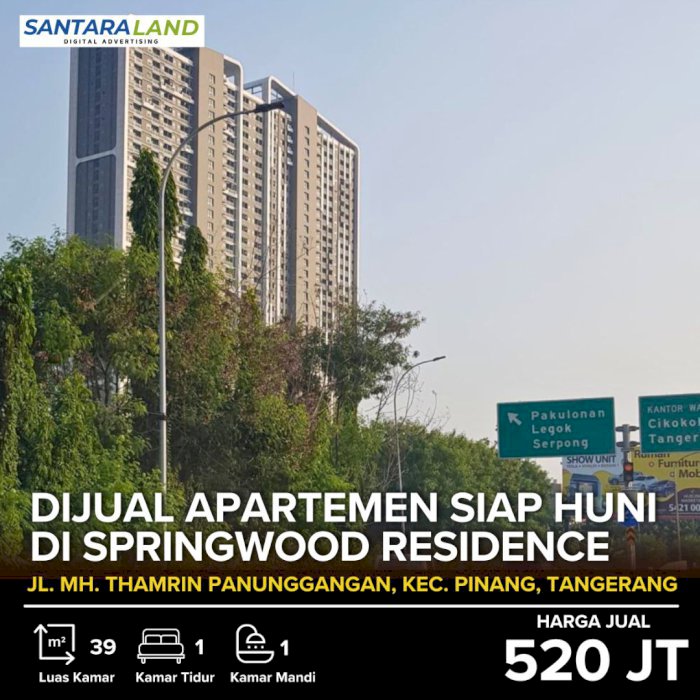 Dijual Apartemen Siap Huni di Springwood Residence