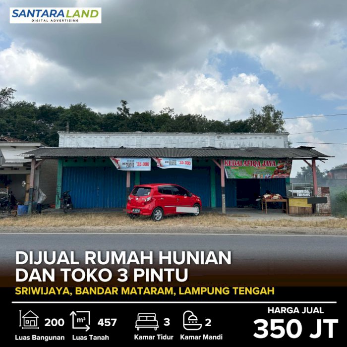 Dijual Rumah Hunian + Toko 3 Pintu