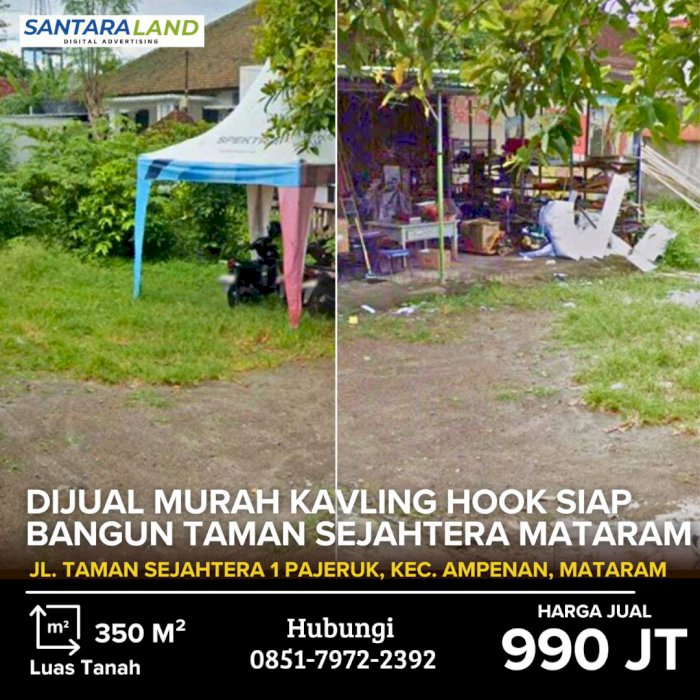 Dijual Murah Kavling Hook Siap Bangun Taman Sejahtera Mataram