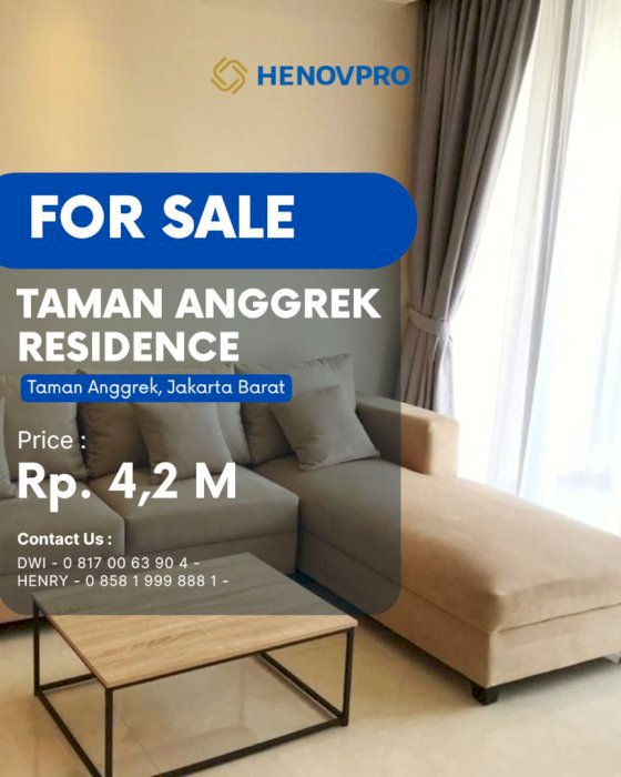 Jual Taman Anggrek Residence TURUN HARGA 2+1 BR CITY VIEW