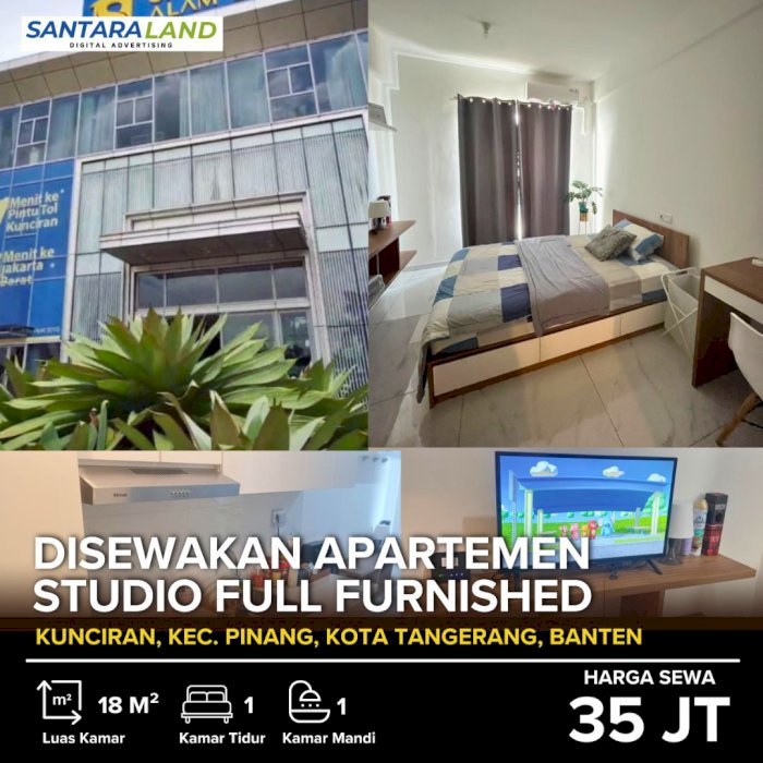 DISEWAKAN APARTEMEN STUDIO FULL FURNISHED – SKY HOUSE ALAM SUTERA
