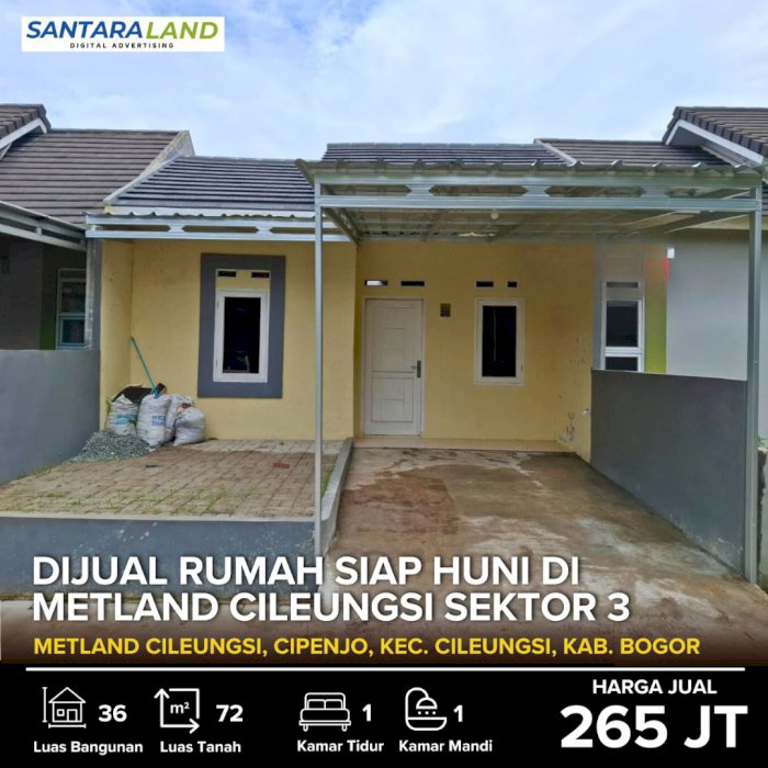 Dijual Rumah Siap Huni di Metland Cileungsi Sektor 3