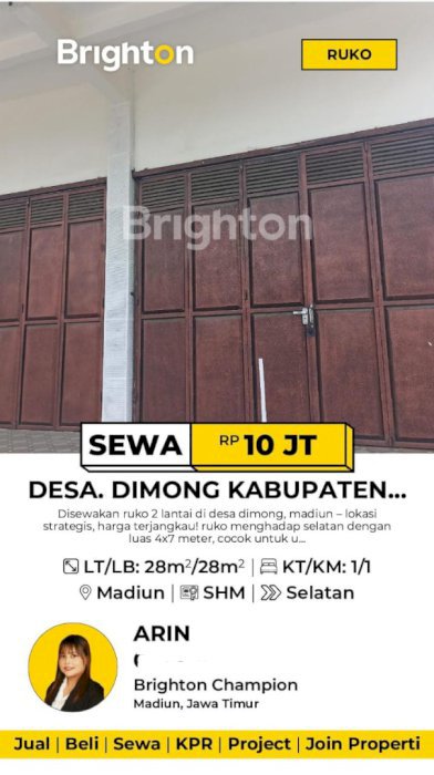 Di Sewakan Ruko Full Furnished Strategis Di Desa Dimong Madiun