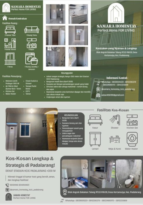 DISEWAKAN RUMAH KOST, KONTRAKAN DEKAT STASIUN KCIC PADALARANG BANDUNG