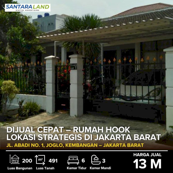 DIJUAL CEPAT – Rumah Hook Lokasi Strategis di Jakarta Barat