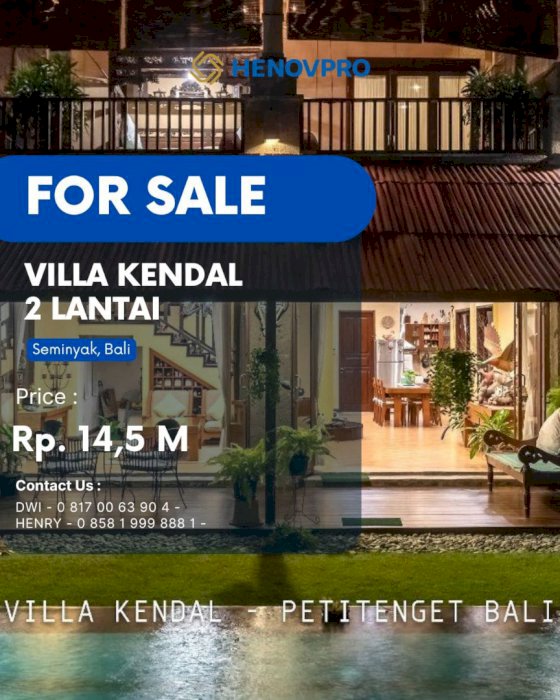 Dijual Villa 2 lt. Siap Huni di Petitenget, Seminyak, Furnish
