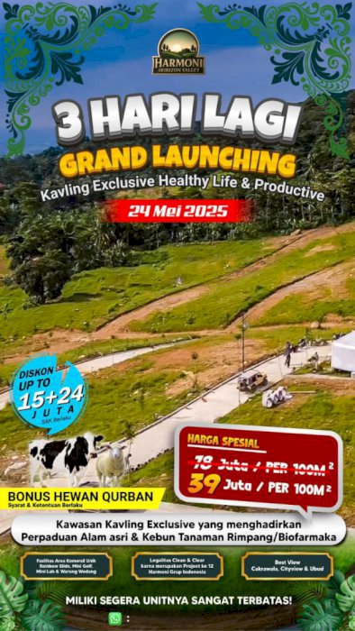 Grand Louncing Tanah Kavling  Di Sukamakmur Bogor