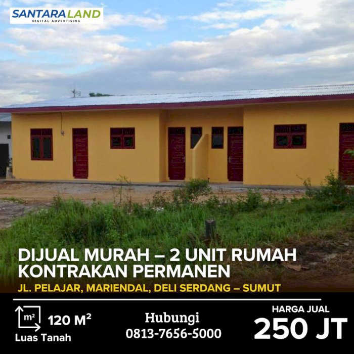 DIJUAL MURAH – 2 UNIT RUMAH KONTRAKAN PERMANEN