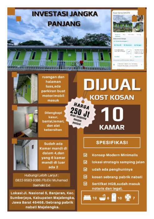 Di Jual Rumah Kostan Aktif Strategis Di Banjaran Sumberjaya Majalengka