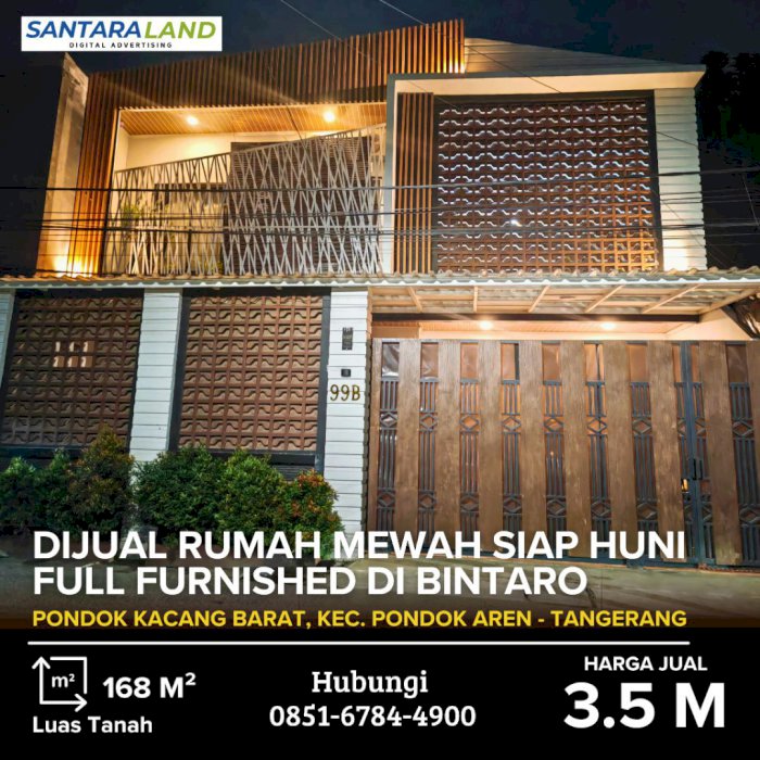 DIJUAL RUMAH MEWAH SIAP HUNI – FULL FURNISHED DI BINTARO, TANGSEL