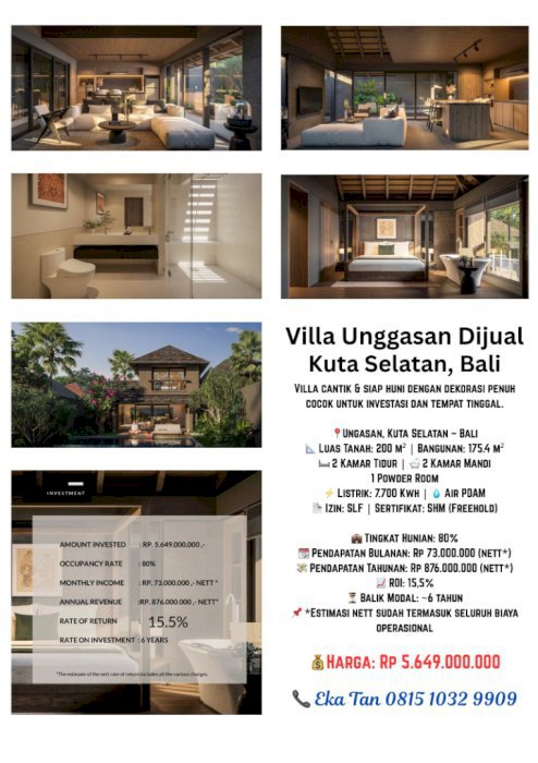 Dijual – Villa Investasi di Ungasan, Kuta Selatan – Bali