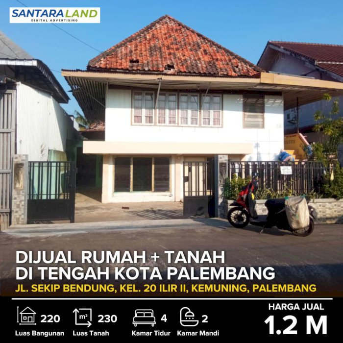 DIJUAL RUMAH + TANAH TENGAH KOTA PALEMBANG