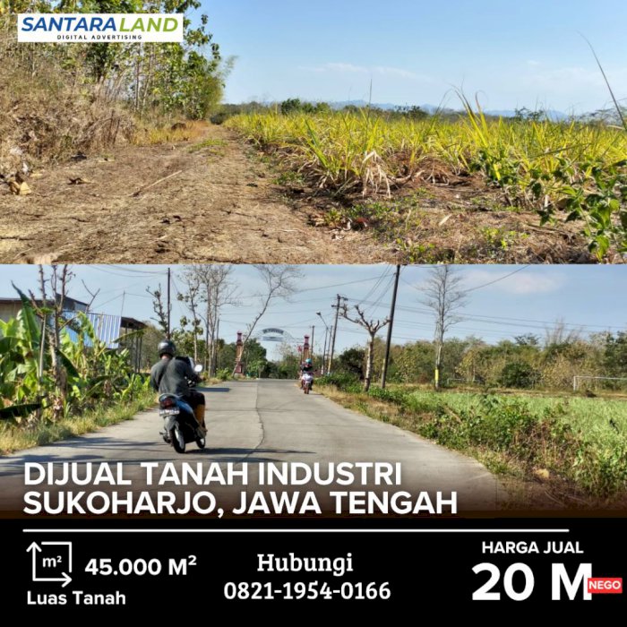 Dijual Tanah Industri – Sukoharjo, Jawa Tengah