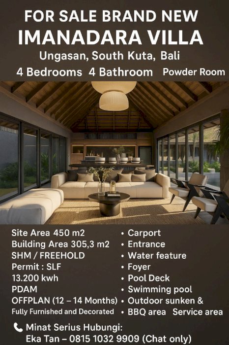 FOR SALE BRAND NEW  IMANADARA VILLA Ungasan, South Kuta, Bali
