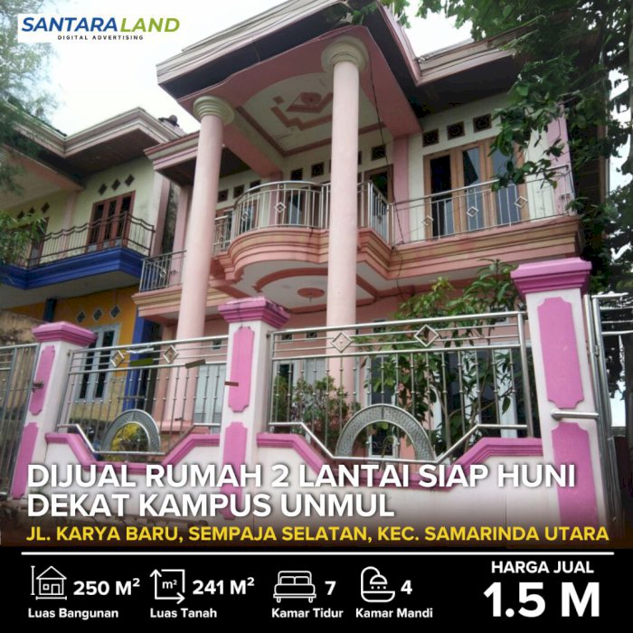 DIJUAL RUMAH 2 LANTAI SIAP HUNI DEKAT KAMPUS UNMUL – SAMARINDA