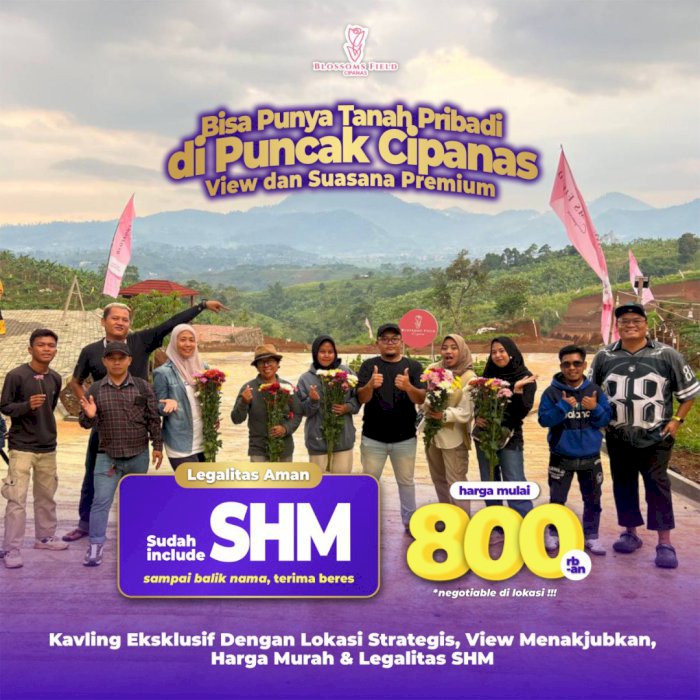 Tanah kavling blossom field cipanas puncak Bogor Cianjur