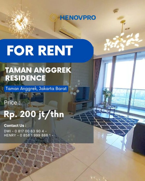 Taman Anggrek Residence Unit 3BR+1 Full Furnish Middle Floor