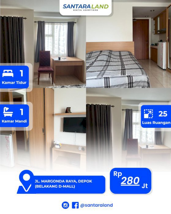 Dijual Cepat Unit Apartemen Studio di Margonda Residence