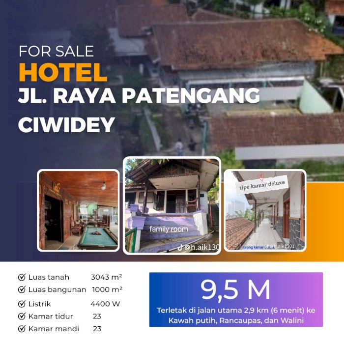 Dijual hotel dengan berbagai fasilitas menarik strategis kota bandung
