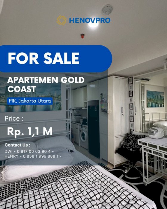 Dijual Gold Coast STUDIO Full Furnish Mid FL Best Sea View