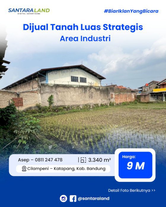 Dijual Tanah Luas Strategis di Area Industri
